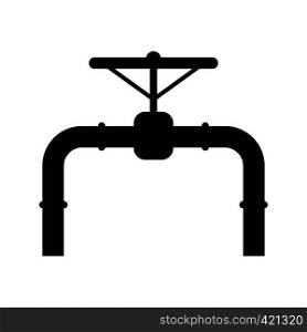 Pipeline with valve and handwheel black simple icon. Pipeline with valve and handwheel icon