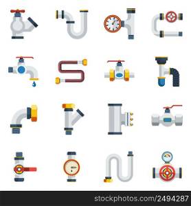 Pipes Icons Set. Pipes Vector Illustration.Pipes Flat Symbols. Pipes Design Set. Pipes Elements Collection.. Pipes Icons Set