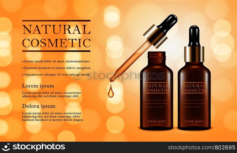 Pipette cosmetic concept background. Realistic illustration of pipette cosmetic vector concept background for web design. Pipette cosmetic concept background, realistic style