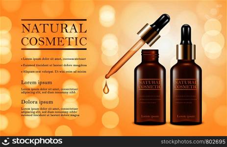 Pipette cosmetic concept background. Realistic illustration of pipette cosmetic vector concept background for web design. Pipette cosmetic concept background, realistic style