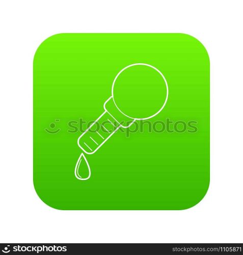 Pipette icon green vector isolated on white background. Pipette icon green vector