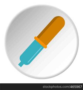 Pipette icon in flat circle isolated on white vector illustration for web. Pipette icon circle