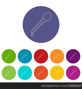 Pipette icons color set vector for any web design on white background. Pipette icons set vector color