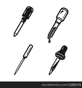 Pipette icons set. Simple set of pipette vector icons for web design on white background. Pipette icons set, simple style