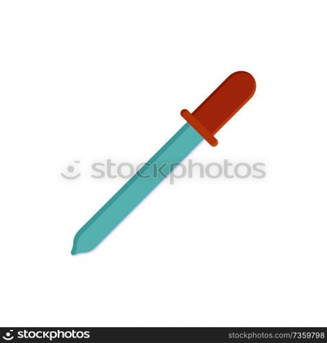 Pipette small medical laboratory tool used in chemistry, biology and medicine to transport measured volume of liquid, isolated on vector illustration. Pipette Medical Tool Closeup Vector Illustration