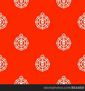 Pirate amulet pattern repeat seamless in orange color for any design. Vector geometric illustration. Pirate amulet pattern seamless