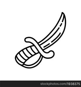 Pirate dagger sketch. Doodle hand drawn illustration. Vector line icon
