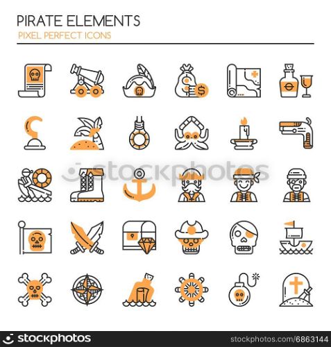 Pirate Elements , Thin Line and Pixel Perfect Icons