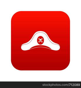 Pirate hat icon digital red for any design isolated on white vector illustration. Pirate hat icon digital red