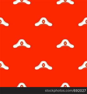 Pirate hat pattern repeat seamless in orange color for any design. Vector geometric illustration. Pirate hat pattern seamless