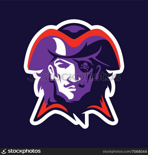 Pirate head mascot. Logotype of college sport team