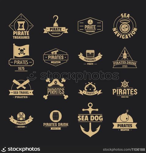 Pirate logo icons set. Simple illustration of 16 pirate logo vector icons for web. Pirate logo icons set, simple style