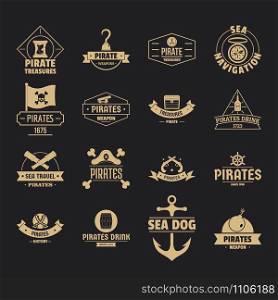 Pirate logo icons set. Simple illustration of 16 pirate logo vector icons for web. Pirate logo icons set, simple style