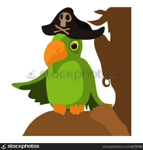 Pirate parrot icon. Cartoon illustration of pirate parrot vector icon for web. Pirate parrot icon, cartoon style