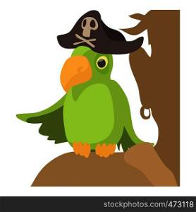 Pirate parrot icon. Cartoon illustration of pirate parrot vector icon for web. Pirate parrot icon, cartoon style