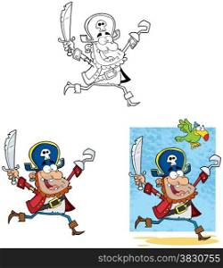 Pirate Running with Sword and Hook. Collection