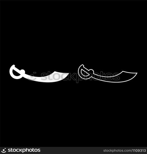 Pirate saber Cutlass icon outline set white color vector illustration flat style simple image