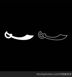 Pirate saber Cutlass icon outline set white color vector illustration flat style simple image