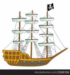 pirate ship isolated on white background, abstract vector art illustration