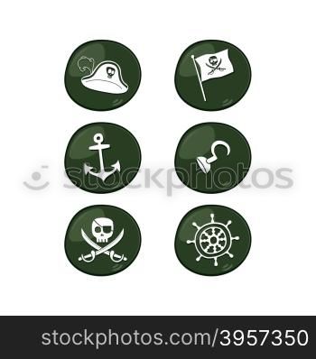 pirate sign icon set. pirate sign icon set vector art illustration