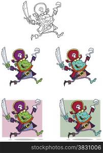 Pirate Zombie Cartoon Mascot Characters-Collection