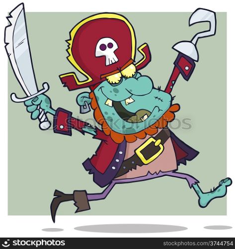 Pirate Zombie With A Cutlass Cartoon Character