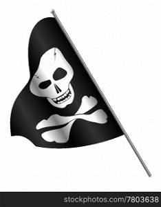 Pirates flag: skull and cross-bones. Vector illustration. Isolated on white.