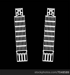 Pisa tower white icon .