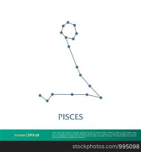 Pisces - Constellation Star Icon Vector Logo Template Illustration Design. Vector EPS 10.