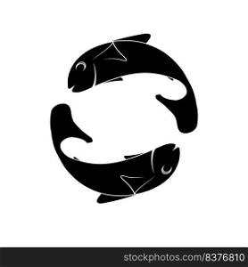 Pisces zodiac icon symbol with image of two rotating fish vector illustration design