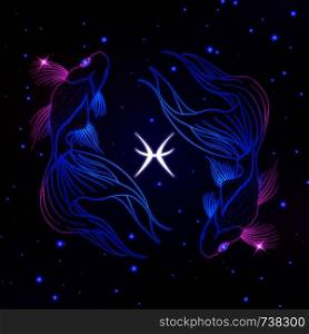 Pisces zodiac sign, horoscope symbol, vector illustration