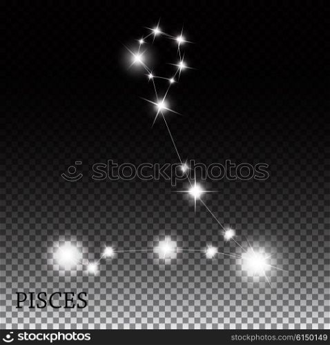 Pisces Zodiac Sign of the Beautiful Bright Stars Vector Illustration EPS10. Pisces Zodiac Sign of the Beautiful Bright Stars Vector Illustra