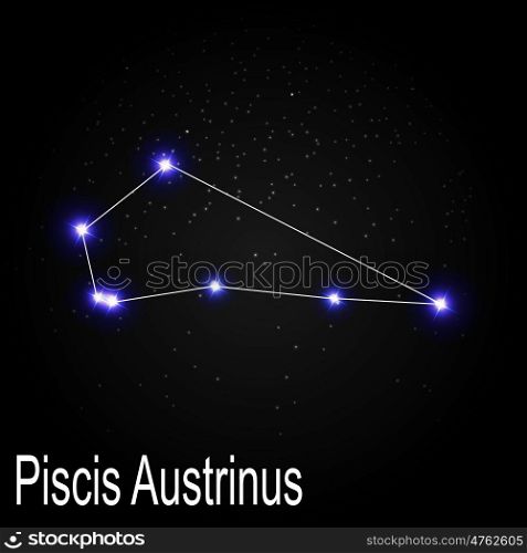 Piscis Austrinus Constellation with Beautiful Bright Stars on the Background of Cosmic Sky Vector Illustration EPS10. Piscis Austrinus Constellation with Beautiful Bright Stars on th