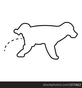 Pissing dog Puppy pissing Pet pissing with raised leg icon black color outline vector illustration flat style simple image. Pissing dog Puppy pissing Pet pissing with raised leg icon black color outline vector illustration flat style image