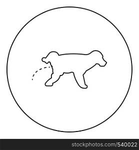 Pissing dog Puppy pissing Pet pissing with raised leg icon in circle round outline black color vector illustration flat style simple image