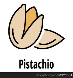Pistachio icon. Outline pistachio vector icon color flat isolated on white. Pistachio icon color outline vector