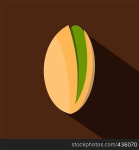 Pistachio nut icon. Flat illustration of pistachio nut vector icon for web on coffee background. Pistachio nut icon, flat style