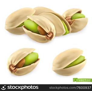 Pistachio nuts. 3d realistic vector