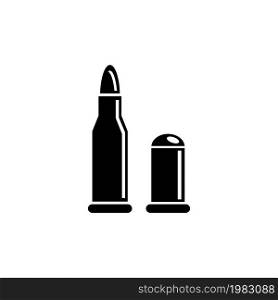 Pistol and Rifle Bullets, Gun Ammunition. Flat Vector Icon illustration. Simple black symbol on white background. Gun and Rifle Bullets, Ammunition sign design template for web and mobile UI element. Pistol and Rifle Bullets, Gun Ammunition. Flat Vector Icon illustration. Simple black symbol on white background. Gun and Rifle Bullets, Ammunition sign design template for web and mobile UI element.