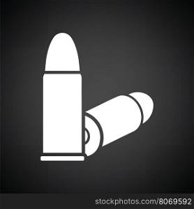 Pistol bullets icon. Black background with white. Vector illustration.