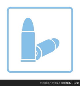 Pistol bullets icon. Blue frame design. Vector illustration.