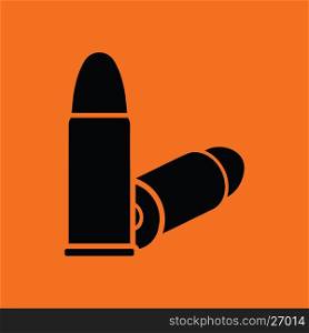 Pistol bullets icon. Orange background with black. Vector illustration.