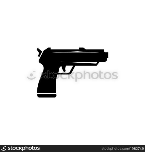 Pistol Gun. Flat Vector Icon. Simple black symbol on white background. Pistol Gun Flat Vector Icon