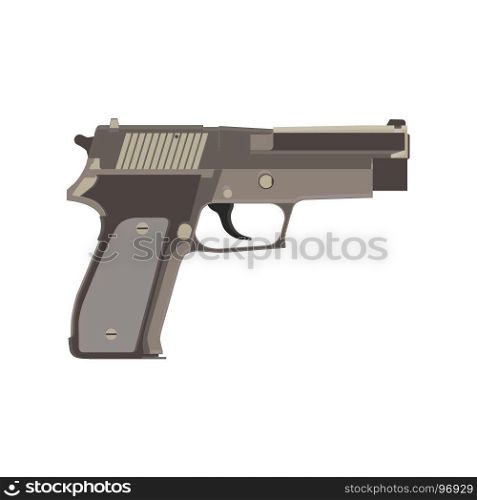 Pistol gun vector vintage illustration western white handgun shooter weapon