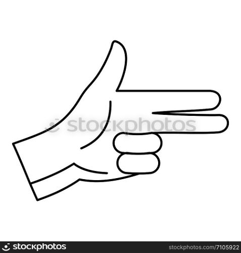 Pistol hand sign icon. Outline pistol hand sign vector icon for web design isolated on white background. Pistol hand sign icon, outline style