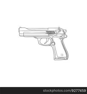Pistol handgun lineart design Royalty Free Vector Image