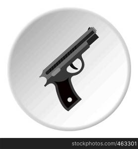 Pistol icon in flat circle isolated vector illustration for web. Pistol icon circle