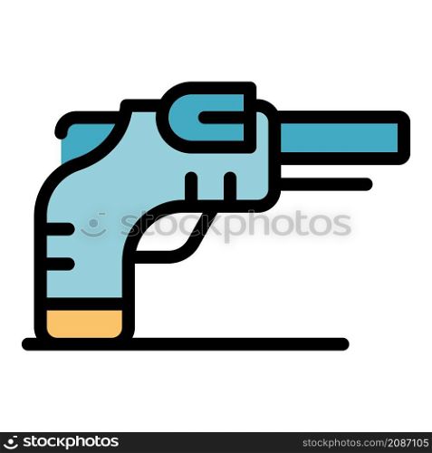 Pistol icon. Outline pistol vector icon color flat isolated. Pistol icon color outline vector