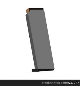 Pistol magazine ammo security vector icon. Glock ammunition military isolated white with bullet caliber barrel