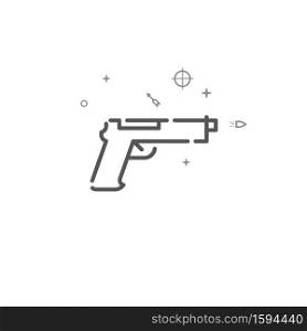 Pistol simple vector line icon. Handgun symbol, pictogram, sign. Light background. Editable stroke. Adjust line weight.. Pistol simple vector line icon. Symbol, pictogram, sign. Light background. Editable stroke